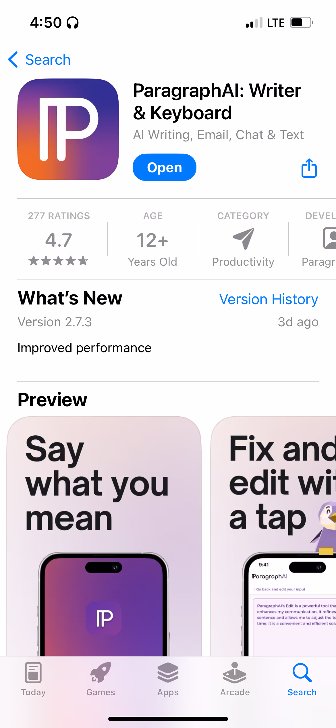 ParagraphAI in the Google Play store