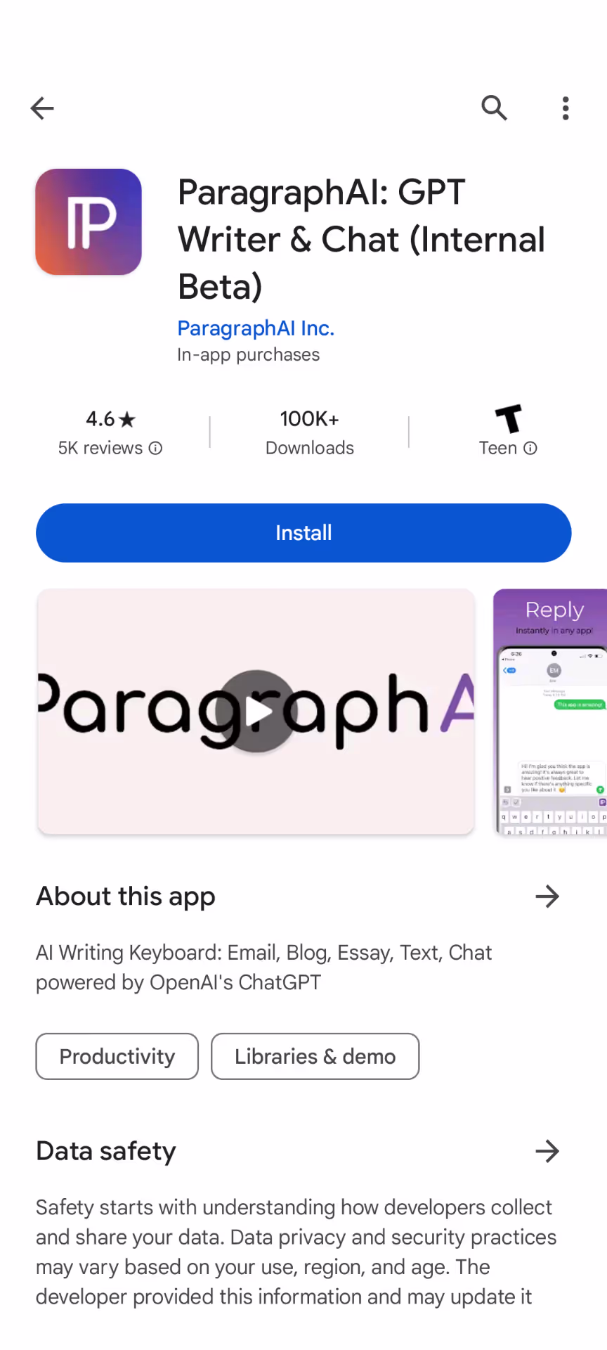 ParagraphAI in the iOS app store