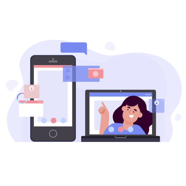 41450 multi device online team collaboration animation
